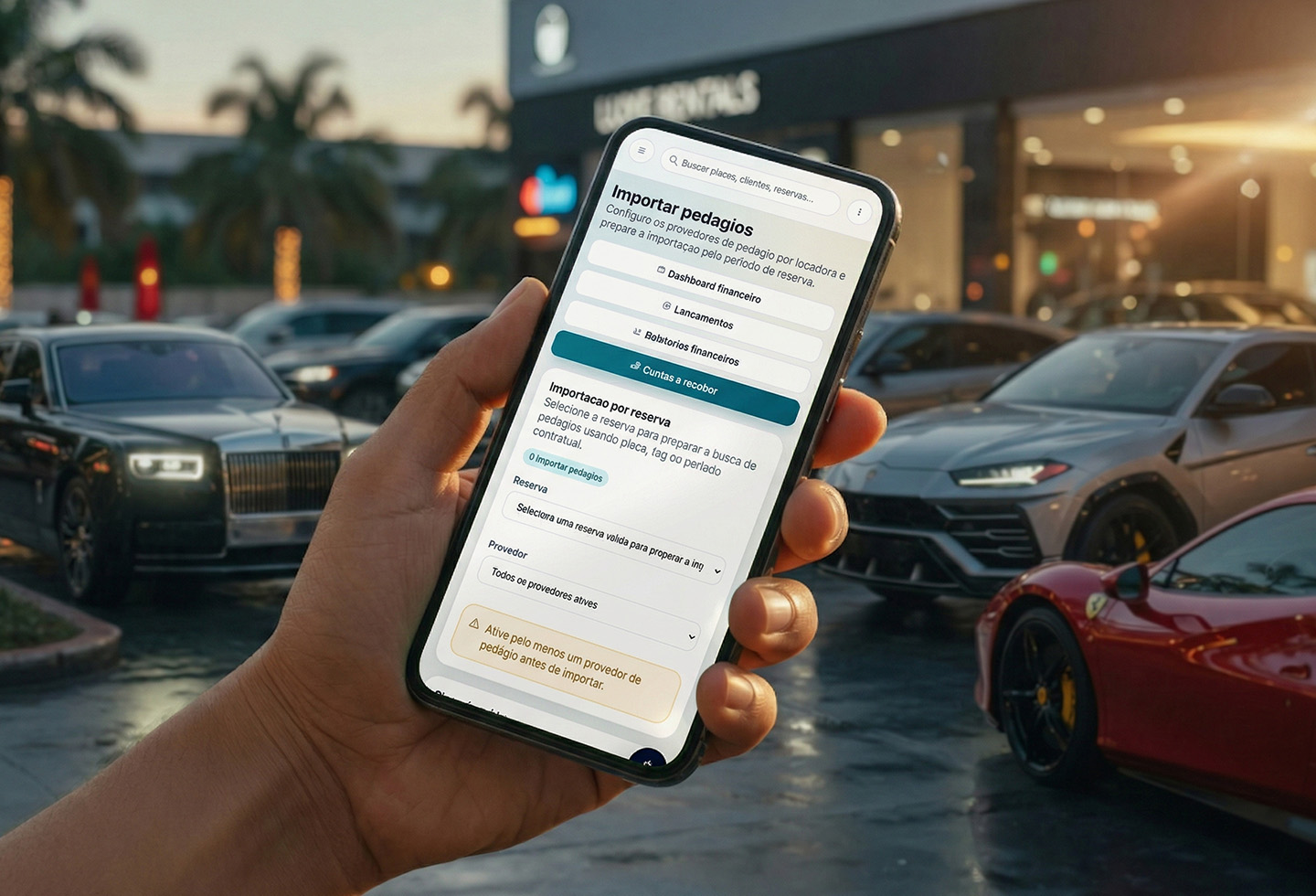 Tela de contrato e checklist do SisRental